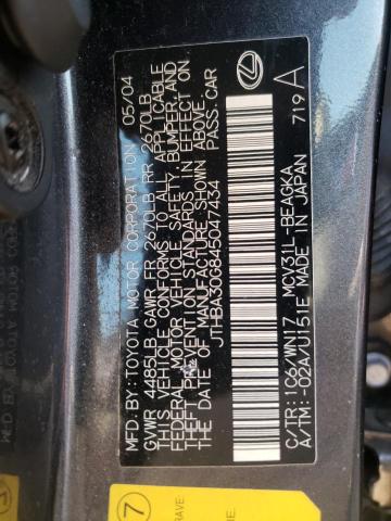 Photo 10 from auction – 2004 LEXUS ES 330 with VIN JTHBA30G845047434
