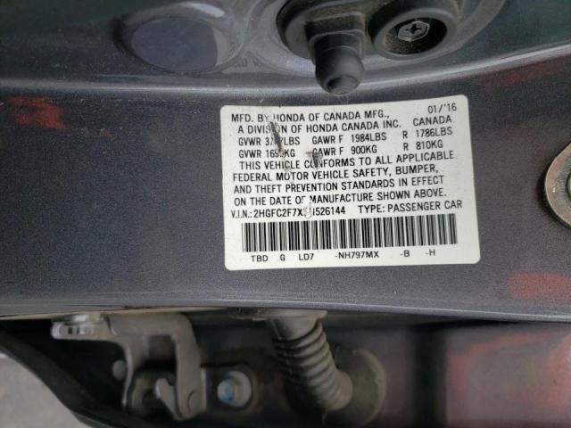 Photo 10 from auction – 2016 HONDA CIVIC EX with VIN 2HGFC2F7XGH526144