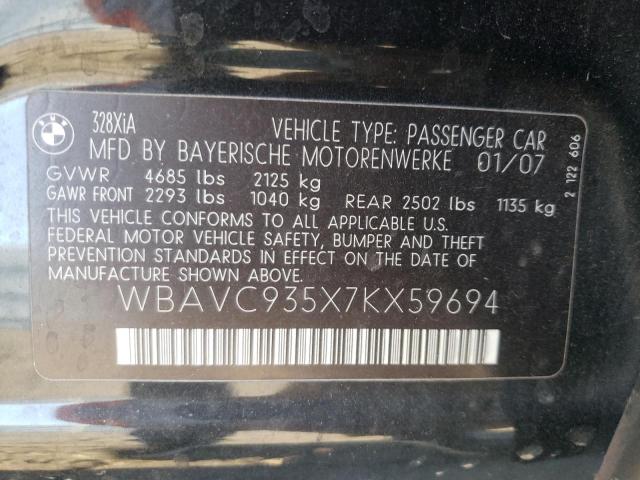 Photo 10 from auction – 2007 BMW 328 XI with VIN WBAVC935X7KX59694