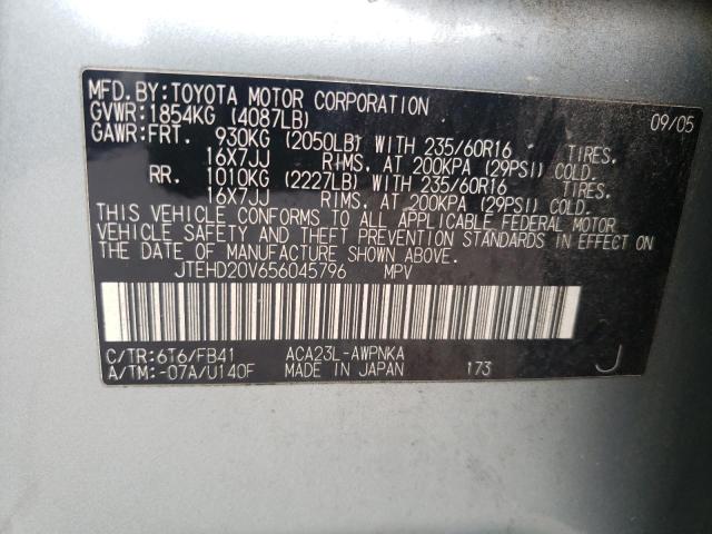 Photo 10 from auction – 2005 TOYOTA RAV4 with VIN JTEHD20V656045796