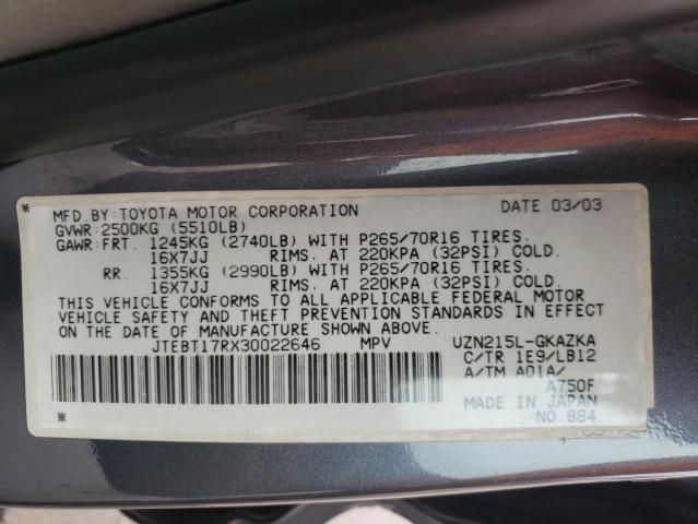 صورة رقم 10 من المزاد - 2003 TOYOTA 4RUNNER LI مع VIN JTEBT17RX30022646