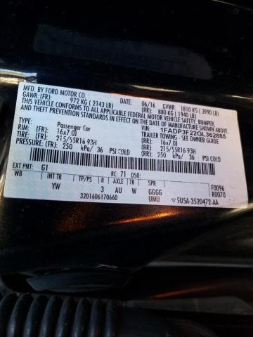 Photo 10 from auction – 2016 FORD FOCUS SE with VIN 1FADP3F22GL362885
