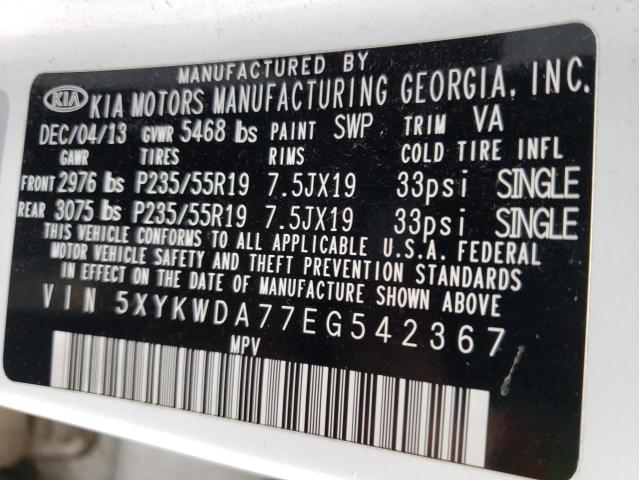 Photo 10 from auction – 2014 KIA SORENTO SX with VIN 5XYKWDA77EG542367