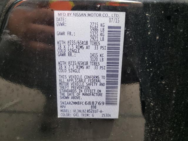 Photo 10 from auction – 2015 NISSAN PATHFINDER with VIN 5N1AR2MM8FC688769