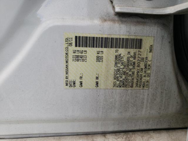 Photo 10 from auction – 2012 NISSAN MAXIMA S with VIN 1N4AA5AP9CC802727