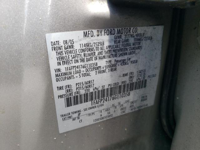 Photo 10 from auction – 2006 FORD FIVE HUNDR with VIN 1FAFP24176G110358