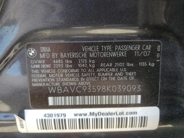 Photo 10 from auction – 2008 BMW 328 XI with VIN WBAVC93598K039093