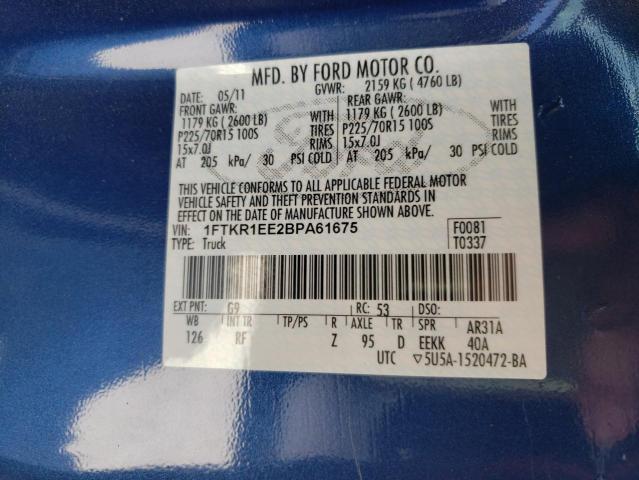 Photo 10 from auction – 2011 FORD RANGER SUP with VIN 1FTKR1EE2BPA61675