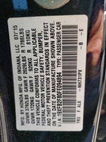 Foto 10 de la subasta – 2015 HONDA CIVIC EX con VIN 19XFB2F80FE094894