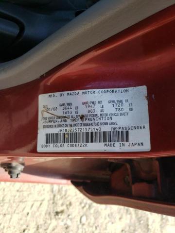 Photo 10 from auction – 2002 MAZDA PROTEGE DX with VIN JM1BJ225721575140