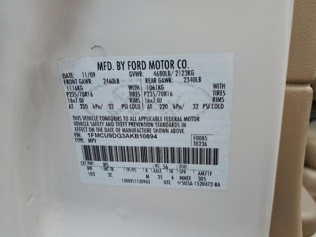 Photo 10 from auction – 2010 FORD ESCAPE XLT with VIN 1FMCU9DG3AKB10894