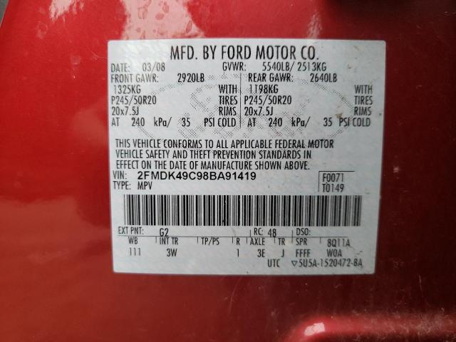 Photo 10 from auction – 2008 FORD EDGE LIMIT with VIN 2FMDK49C98BA91419