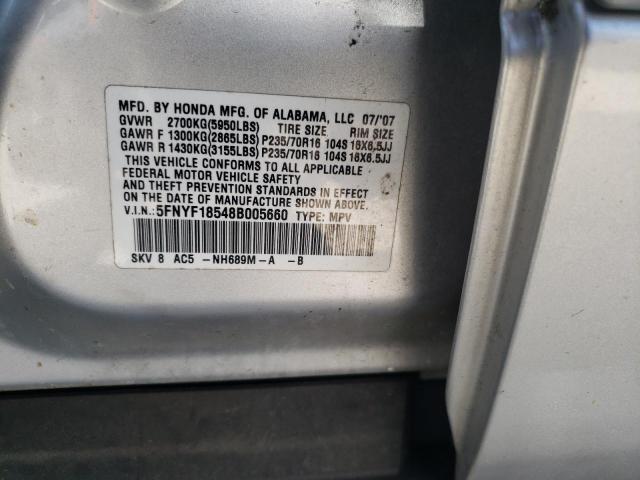 Photo 10 from auction – 2008 HONDA PILOT EXL with VIN 5FNYF18548B005660