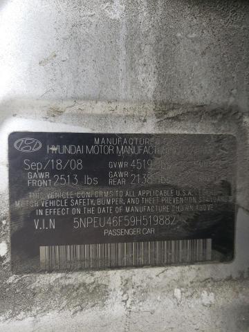 Photo 10 from auction – 2009 HYUNDAI SONATA SE with VIN 5NPEU46F59H519882