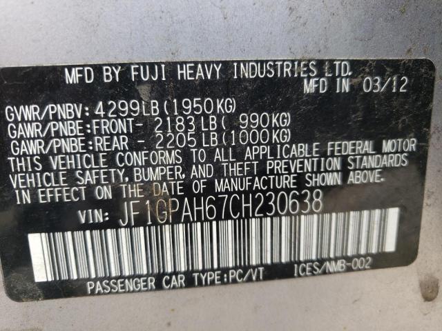 Photo 10 from auction – 2012 SUBARU IMPREZA LI with VIN JF1GPAH67CH230638