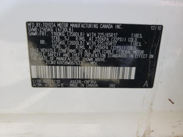 Photo 10 from auction – 2011 TOYOTA RAV4 with VIN 2T3KF4DV5BW067633