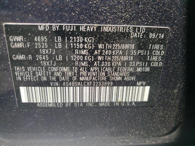 Photo 10 from auction – 2015 SUBARU OUTBACK 2. with VIN 4S4BSALCXF3233899