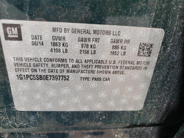 Photo 10 from auction – 2014 CHEVROLET CRUZE LT with VIN 1G1PC5SB0E7397752
