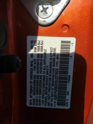 Photo 10 from auction – 2005 HONDA ELEMENT LX with VIN 5J6YH283X5L027826