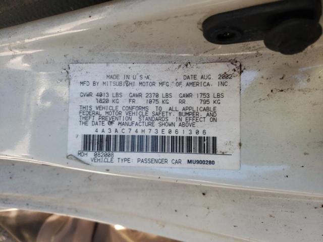 Photo 10 from auction – 2003 MITSUBISHI ECLIPSE with VIN 4A3AC74H73E061306