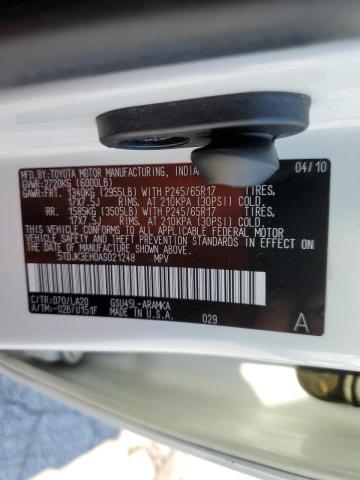 Photo 10 from auction – 2010 TOYOTA HIGHLANDER with VIN 5TDJK3EH0AS021248