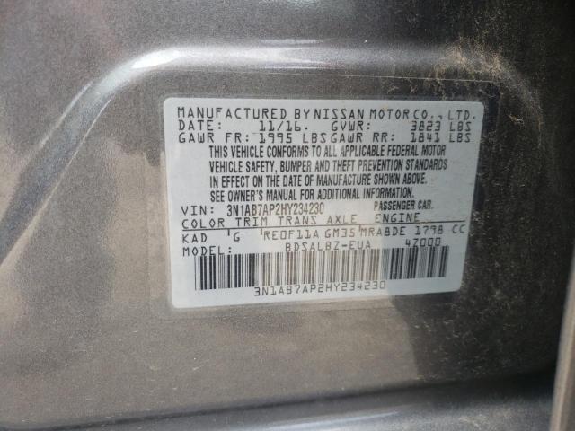 Photo 10 from auction – 2017 NISSAN SENTRA S with VIN 3N1AB7AP2HY234230