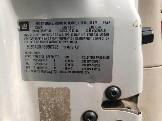 Photo 10 from auction – 2006 BUICK RENDEZVOUS with VIN 3G5DA03L16S667723
