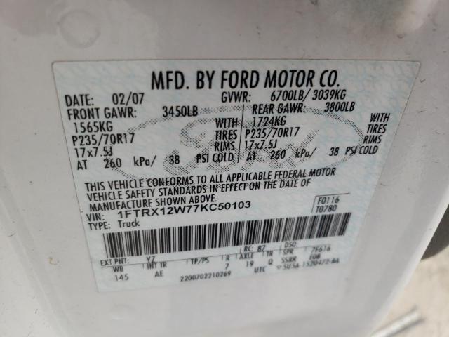 Photo 10 from auction – 2007 FORD F150 with VIN 1FTRX12W77KC50103