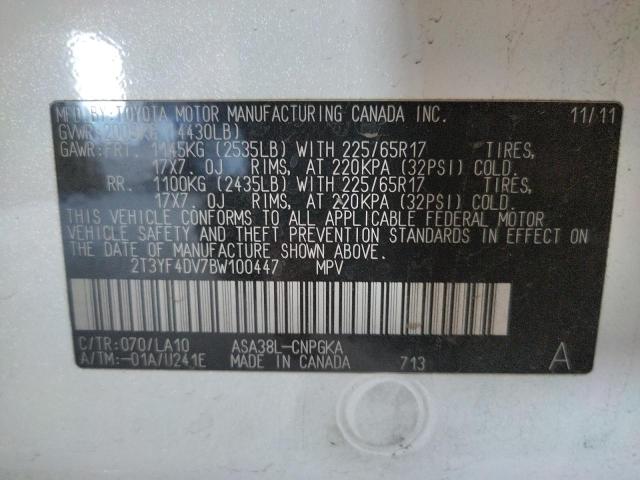 Photo 10 from auction – 2011 TOYOTA RAV4 LIMIT with VIN 2T3YF4DV7BW100447