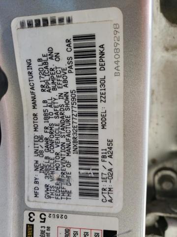 Photo 10 from auction – 2007 TOYOTA COROLLA with VIN 1NXBR32E77Z775905