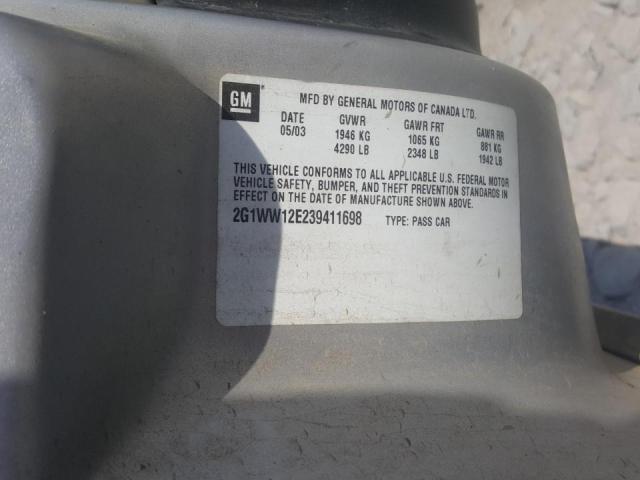 Photo 10 from auction – 2003 CHEVROLET MONTE CARL with VIN 2G1WW12E239411698