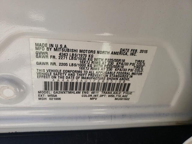 Photo 10 from auction – 2015 MITSUBISHI OUTLANDER with VIN 4A4AP3AU1FE025190