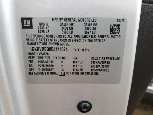 Photo 10 from auction – 2011 GMC ACADIA SLT with VIN 1GKKVRED8BJ114324