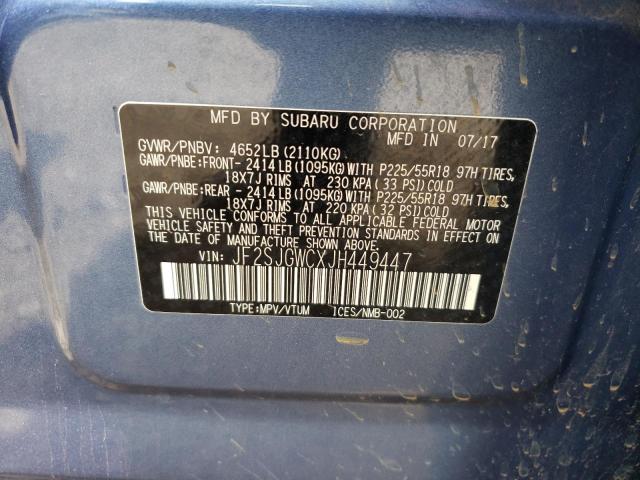 Photo 10 from auction – 2018 SUBARU FORESTER 2 with VIN JF2SJGWCXJH449447