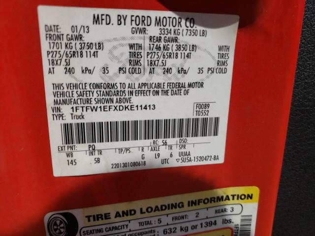 Photo 10 from auction – 2013 FORD F150 SUPER with VIN 1FTFW1EFXDKE11413