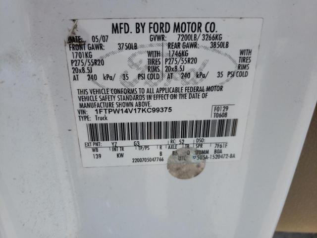 Photo 10 from auction – 2007 FORD F150 SUPER with VIN 1FTPW14V17KC99375