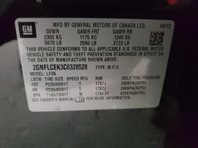 Photo 10 from auction – 2012 CHEVROLET EQUINOX LS with VIN 2GNFLCEK3C6328528