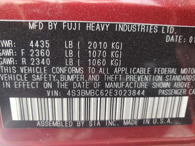 Photo 10 from auction – 2014 SUBARU LEGACY 2.5 with VIN 4S3BMBC62E3023844