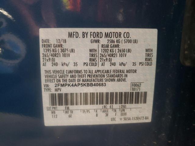 Photo 10 from auction – 2019 FORD EDGE ST with VIN 2FMPK4AP5KBB40683