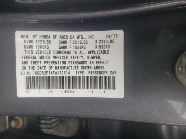 Photo 10 from auction – 2015 HONDA ACCORD EX with VIN 1HGCR2F74FA170014
