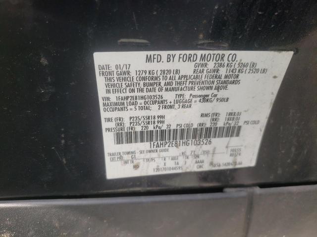 Photo 10 from auction – 2017 FORD TAURUS SEL with VIN 1FAHP2E81HG103526