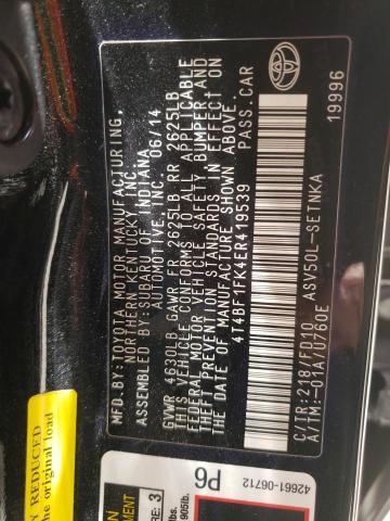 Photo 10 from auction – 2014 TOYOTA CAMRY L with VIN 4T4BF1FK4ER419539