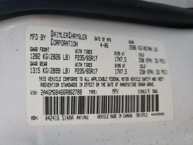 Photo 10 from auction – 2006 CHRYSLER PACIFICA T with VIN 2A4GM68466R862788