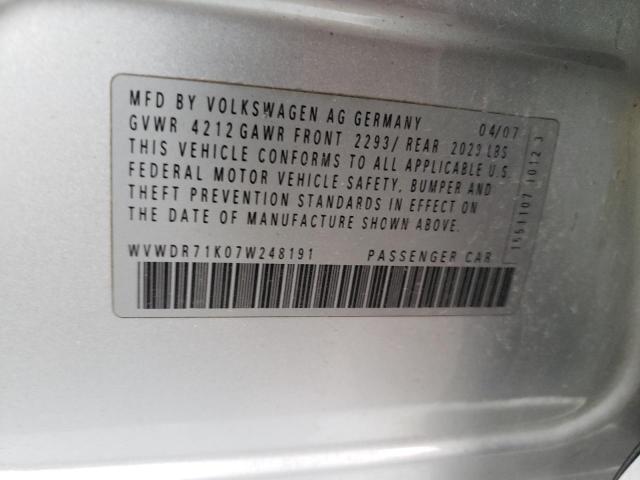 Photo 10 from auction – 2007 VOLKSWAGEN RABBIT with VIN WVWDR71K07W248191
