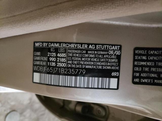 Photo 10 from auction – 2001 MERCEDES-BENZ E 320 with VIN WDBJF65J71B235779