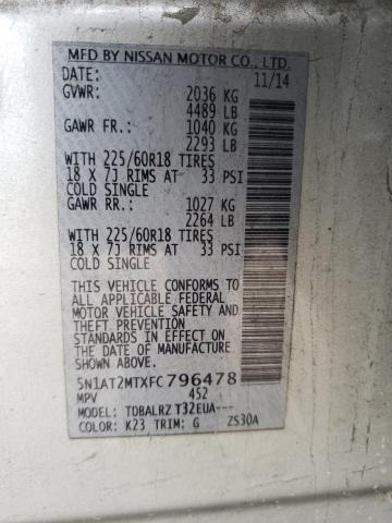 Photo 10 from auction – 2015 NISSAN ROGUE S with VIN 5N1AT2MTXFC796478