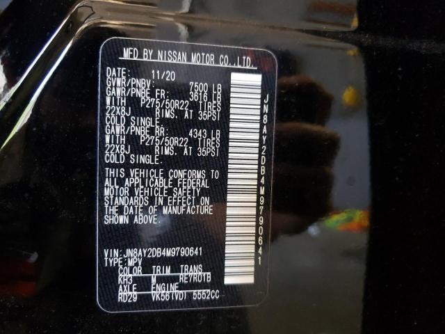Photo 10 from auction – 2021 NISSAN ARMADA PLA with VIN JN8AY2DB4M9790641