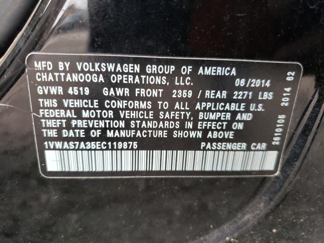 Photo 10 from auction – 2014 VOLKSWAGEN PASSAT S with VIN 1VWAS7A35EC119875