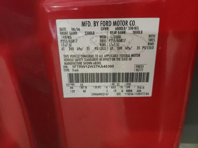 Photo 10 from auction – 2007 FORD F150 SUPER with VIN 1FTRW12W37KA45395