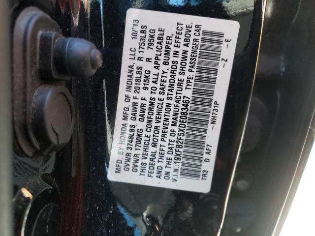 Photo 10 from auction – 2013 HONDA CIVIC LX with VIN 19XFB2F5XDE083467